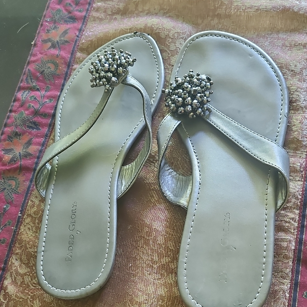 Badgley Mischka Metallic Sandals with Embellishments